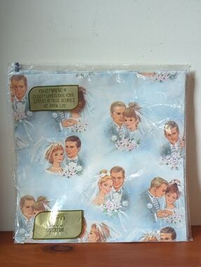 Vintage Wedding Gift Wrap Wrapping Paper In Blues Silvers Whites